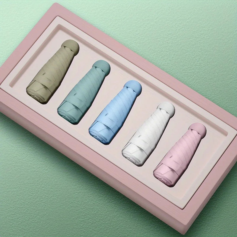 Compact 5-Fold UV Sun Protection Capsule Umbrella,Portable Mini Pocket Umbrella,Ideal for Travel and Daily Use, Sun Protection