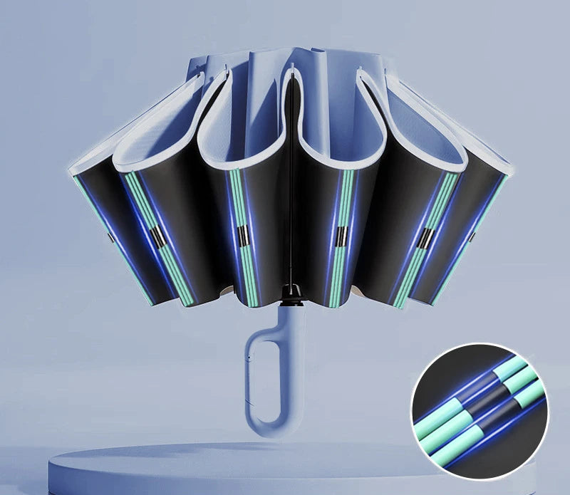 60K Buckle Men Women Umbrella  Fully Automatic Reverse Folding Umbrella with Windproof Reflective Stripe UV Umbrellas