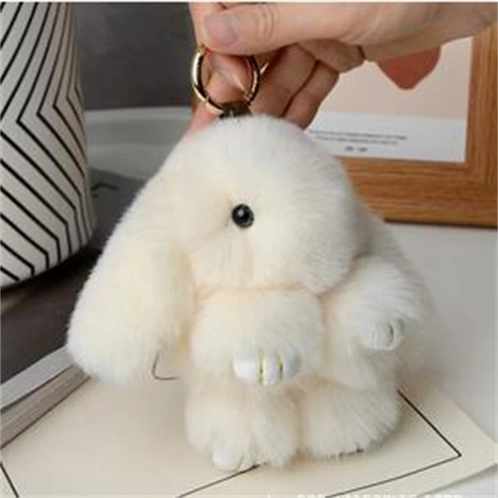 15cm Rabbit Fur Keychain Women Bag Car Key chain Pendant Decoration Jewelry Bags Hangings Accessories Gifts