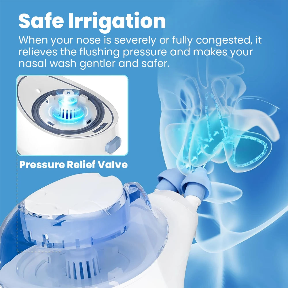 Suction Irrigator Nose Washer Sinus Rinse All-Round Deep Cleaner Machine Electric Nasal Irrigation System with 50 SaltPods