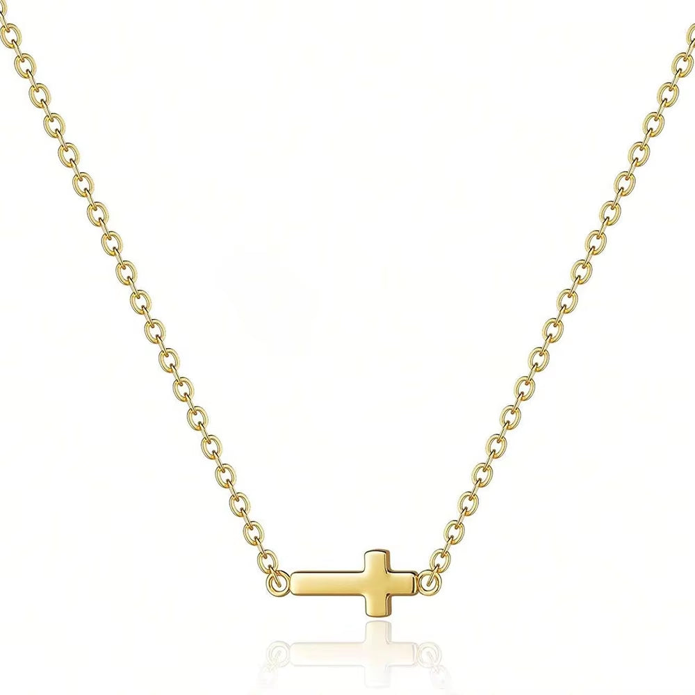 Stainless Steel Delicate Vintage Cross Pendant Necklace Simple Fashion Faith for Women Jewelry Daily Commuter With