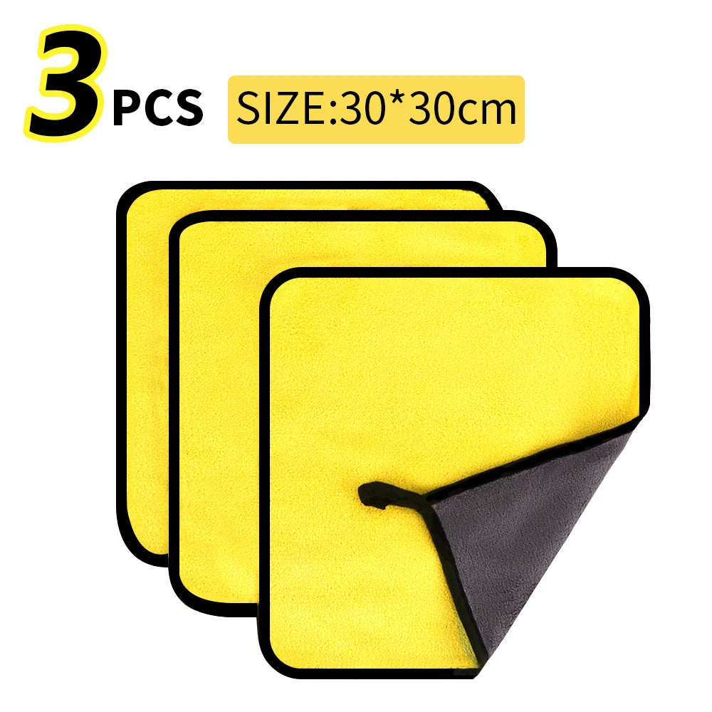 SEAMETAL 3/5/10Pcs Car Wash Microfiber Towel 30x30/60CM Car Cleaning Drying Cloth Hemming Car Care Cloth Car Wash Accessories