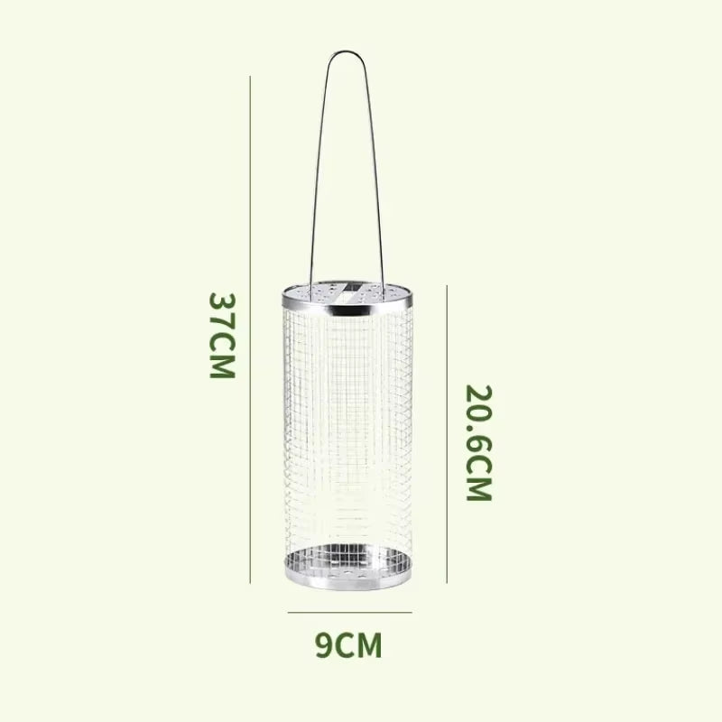 Portable Stainless Steel Barbecue Cages Grill Basket Camping Picnic Cookware Outdoor round BBQ Campfire Grid Rolling Grill Baske