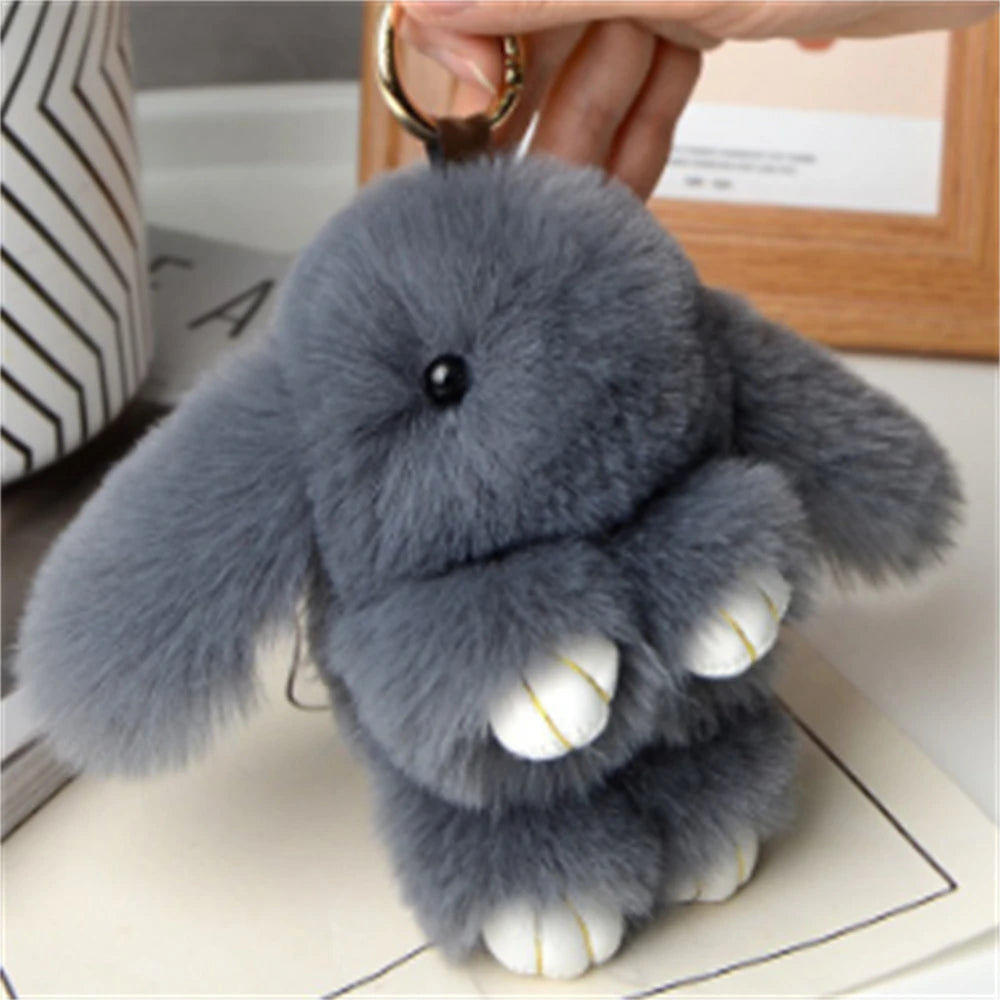15cm Rabbit Fur Keychain Women Bag Car Key chain Pendant Decoration Jewelry Bags Hangings Accessories Gifts