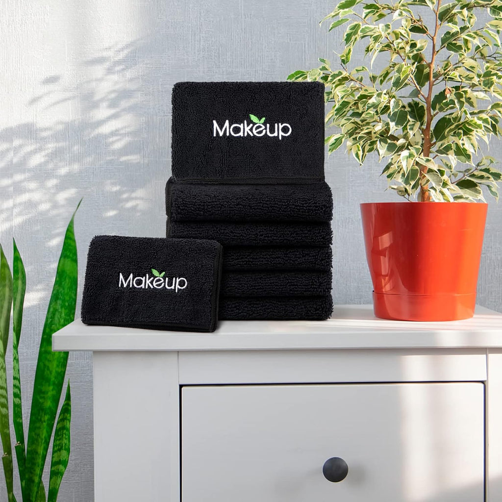 Toallitas Desmaquillantes - Toallitas De Microfibra Ultrasuaves Y De Secado Rápido Para El Rostro, Absorbentes Para La Limpieza Y Con Los Dedos Para Desmaquillar, 33 X 33 Cm, 6 Unidades Negro