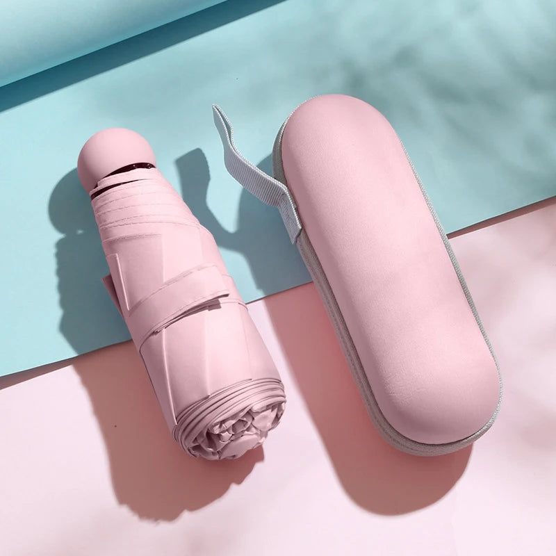 Mini Foldable umbrella UV protection Mini Sun Umbrella dual use portable box to store sunshade umbrella Mini umbrella  zwq