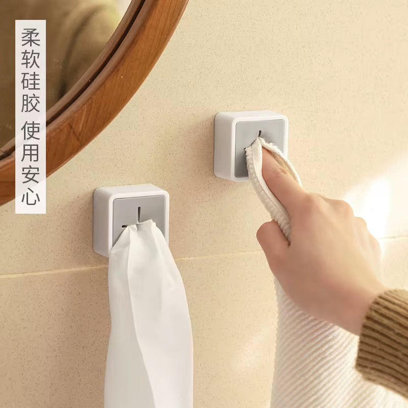 2Pc Bathroom Punch-Free Towel Rack,Adhesive Dish Cloth Holder,Dish Towel Universal Hook Universal Hookkitchen Towel Rack