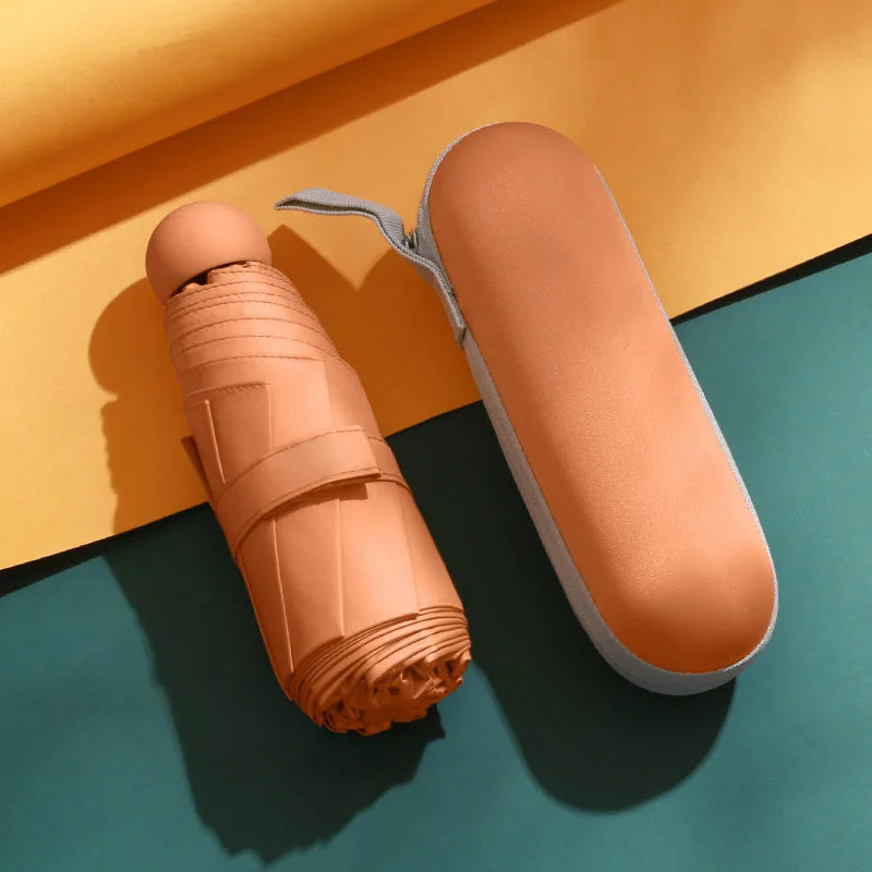 Mini Foldable umbrella UV protection Mini Sun Umbrella dual use portable box to store sunshade umbrella Mini umbrella  zwq