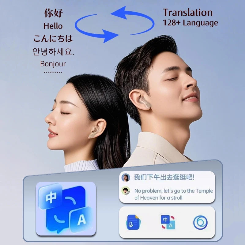 PAXA T06 AI Translation Headphones 128 languages Smart Wireless Bluetooth Earphones 5.4 Hi-Fi Low latency HD Call Music Headset