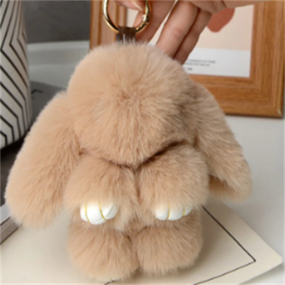 15cm Rabbit Fur Keychain Women Bag Car Key chain Pendant Decoration Jewelry Bags Hangings Accessories Gifts