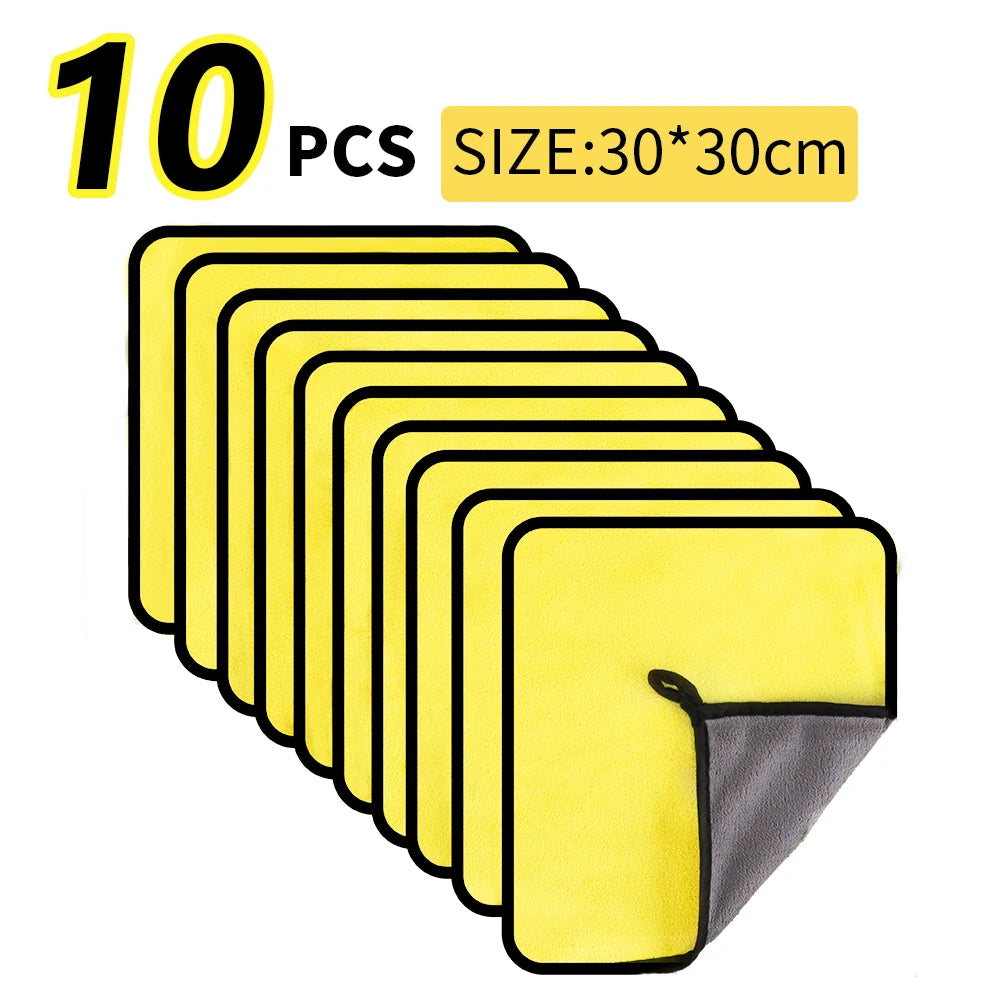 SEAMETAL 3/5/10Pcs Car Wash Microfiber Towel 30x30/60CM Car Cleaning Drying Cloth Hemming Car Care Cloth Car Wash Accessories