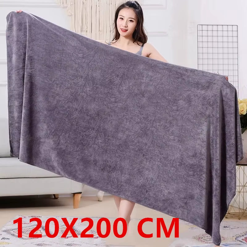 120X200 CM Super Large Smooth and Soft Double-Sided Quick-Drying Microfiber Bath Towel Thickened Non-Linting Towel