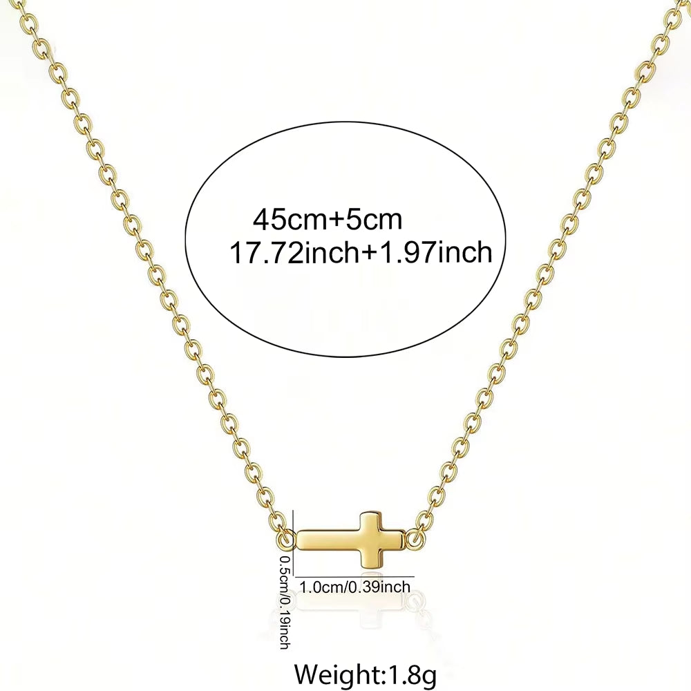 Stainless Steel Delicate Vintage Cross Pendant Necklace Simple Fashion Faith for Women Jewelry Daily Commuter With