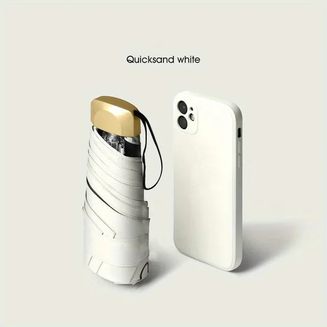 1Pc 55% Off Mini Sun Umbrella Pocket Rain Umbrella Vinyl Folding UV Ultraviolet Protection Sun Shade Pocket Parasol Capsule