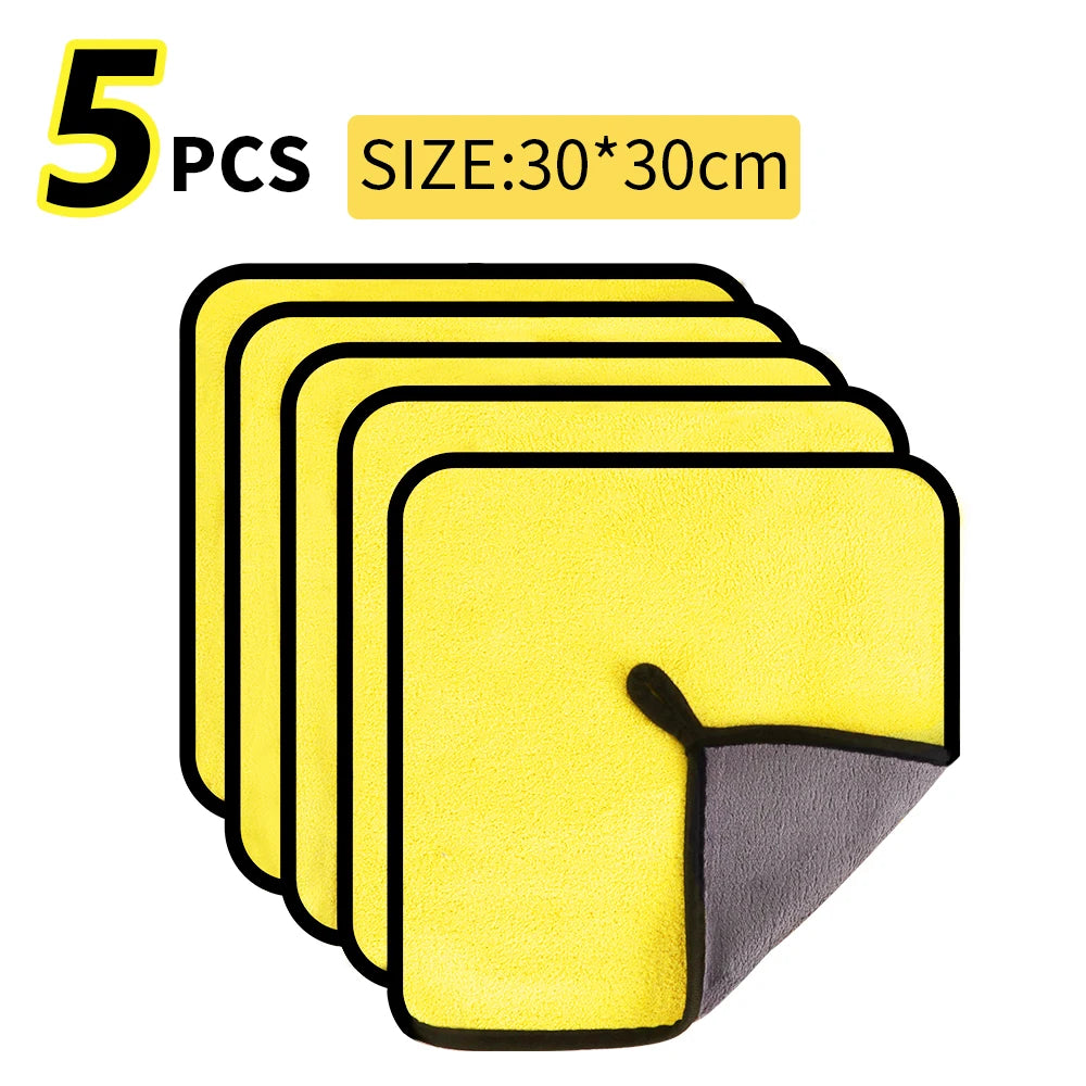 SEAMETAL 3/5/10Pcs Car Wash Microfiber Towel 30x30/60CM Car Cleaning Drying Cloth Hemming Car Care Cloth Car Wash Accessories