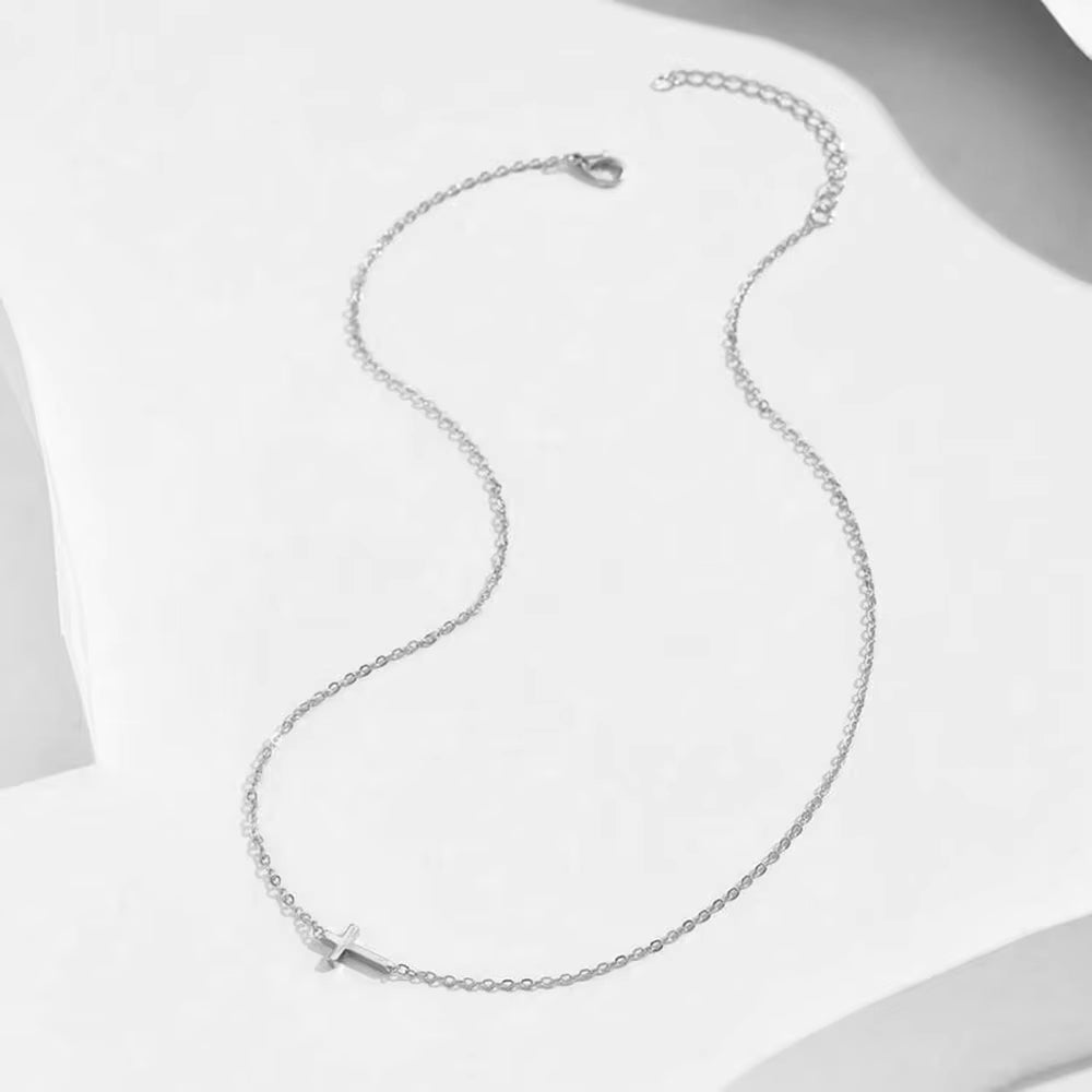 Stainless Steel Delicate Vintage Cross Pendant Necklace Simple Fashion Faith for Women Jewelry Daily Commuter With
