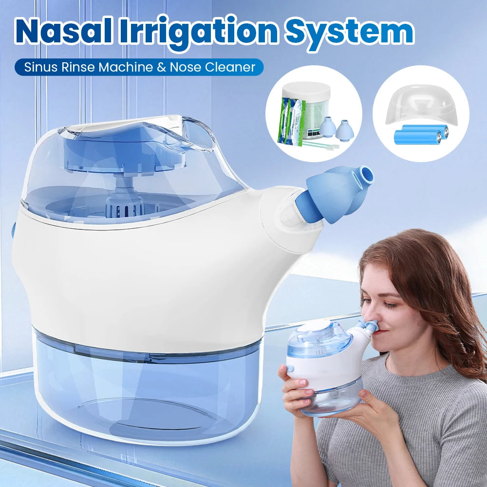 Suction Irrigator Nose Washer Sinus Rinse All-Round Deep Cleaner Machine Electric Nasal Irrigation System with 50 SaltPods