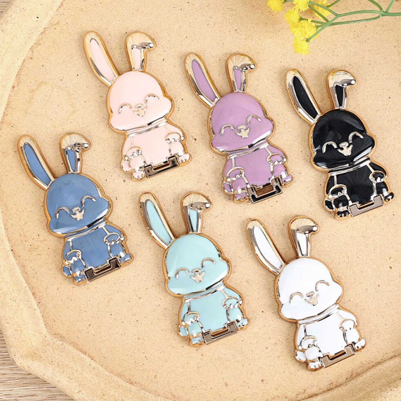 ‌Foldable Bunny Phone Stand  Portable Holder for All Mobile Phones Cute Desk Accessories Office Home Decor