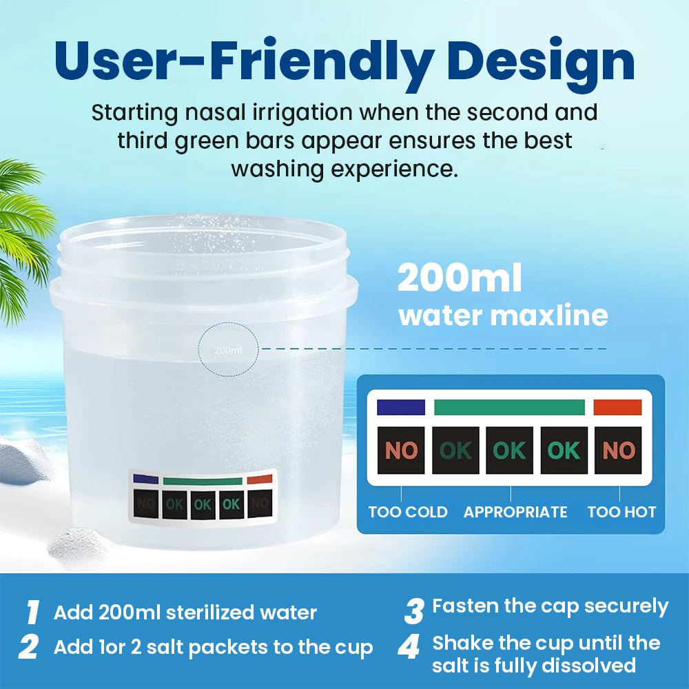 Suction Irrigator Nose Washer Sinus Rinse All-Round Deep Cleaner Machine Electric Nasal Irrigation System with 50 SaltPods