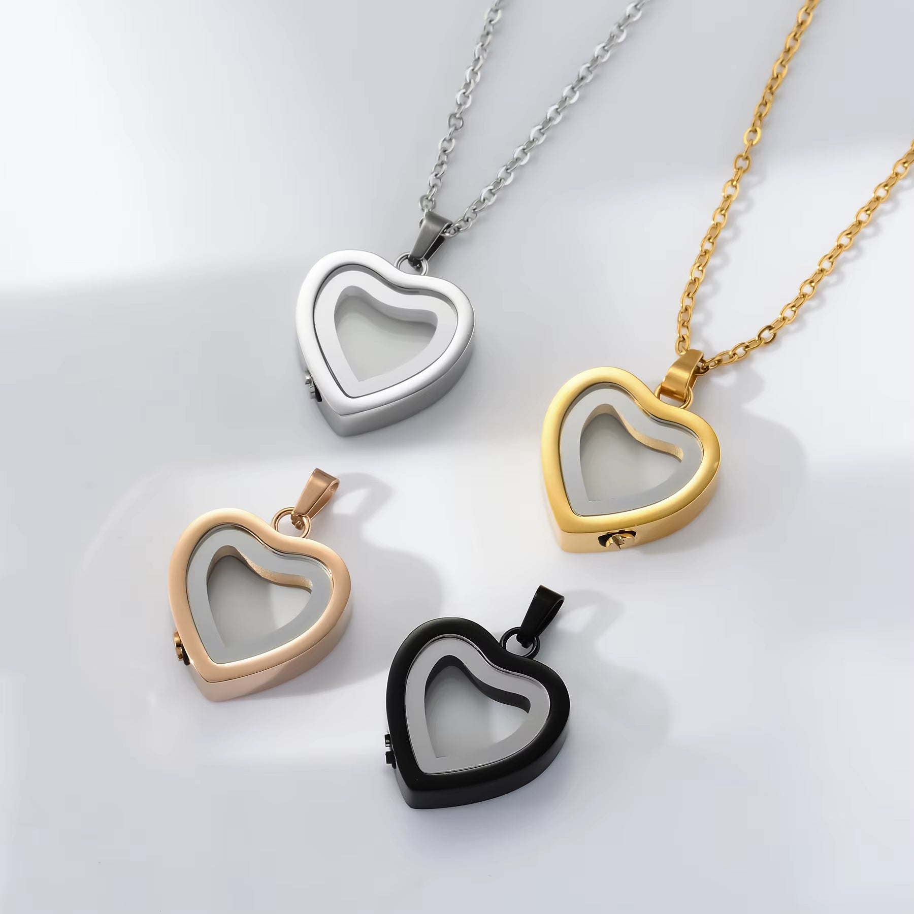 Glass Cremation Jewelry Necklace for Ashes Heart Memorial Lockets for Ashes Stainless Steel Keepsake Urn Ashes Pendants