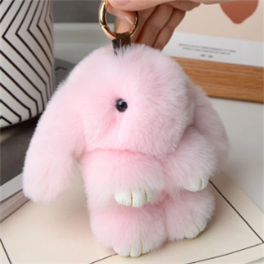 15cm Rabbit Fur Keychain Women Bag Car Key chain Pendant Decoration Jewelry Bags Hangings Accessories Gifts