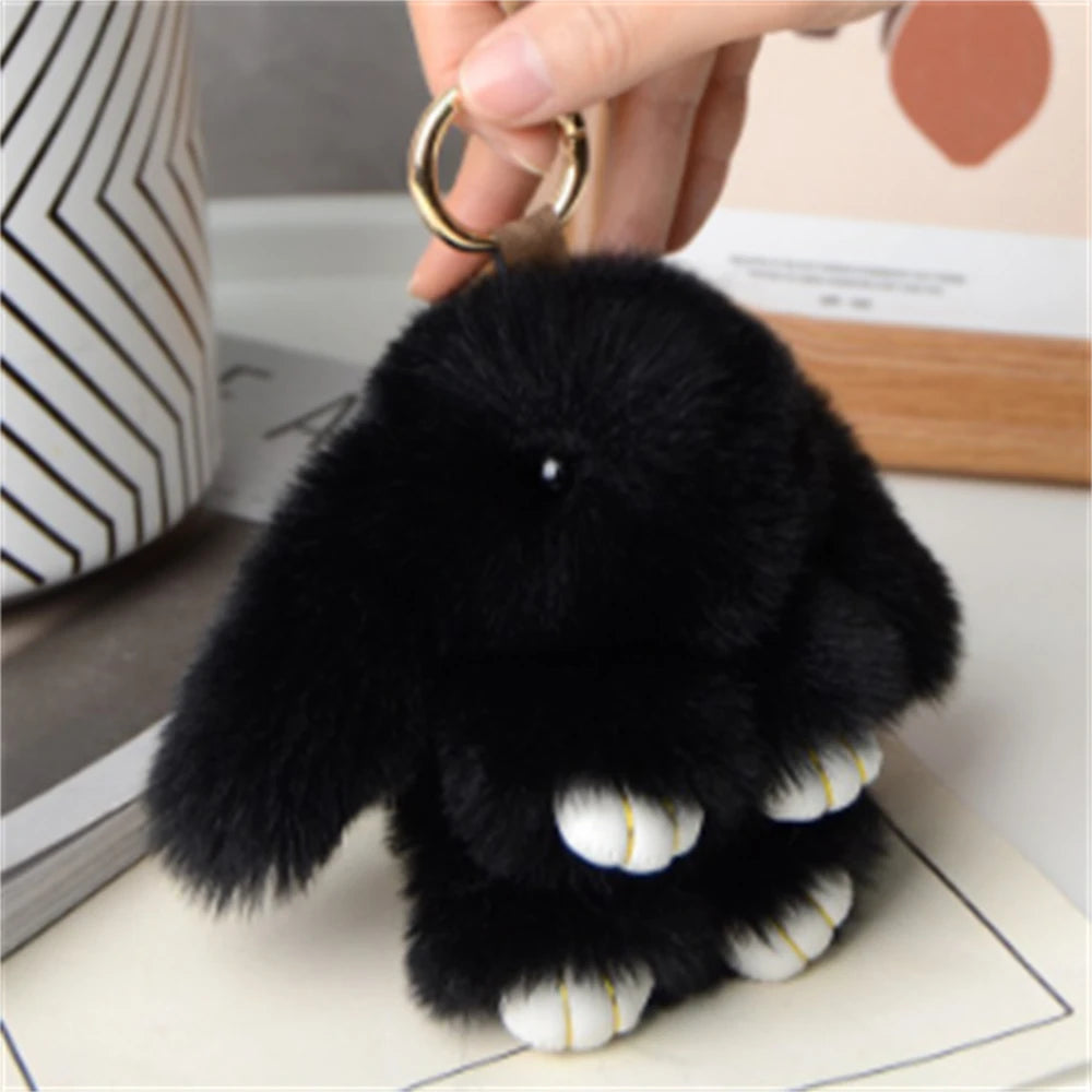15cm Rabbit Fur Keychain Women Bag Car Key chain Pendant Decoration Jewelry Bags Hangings Accessories Gifts