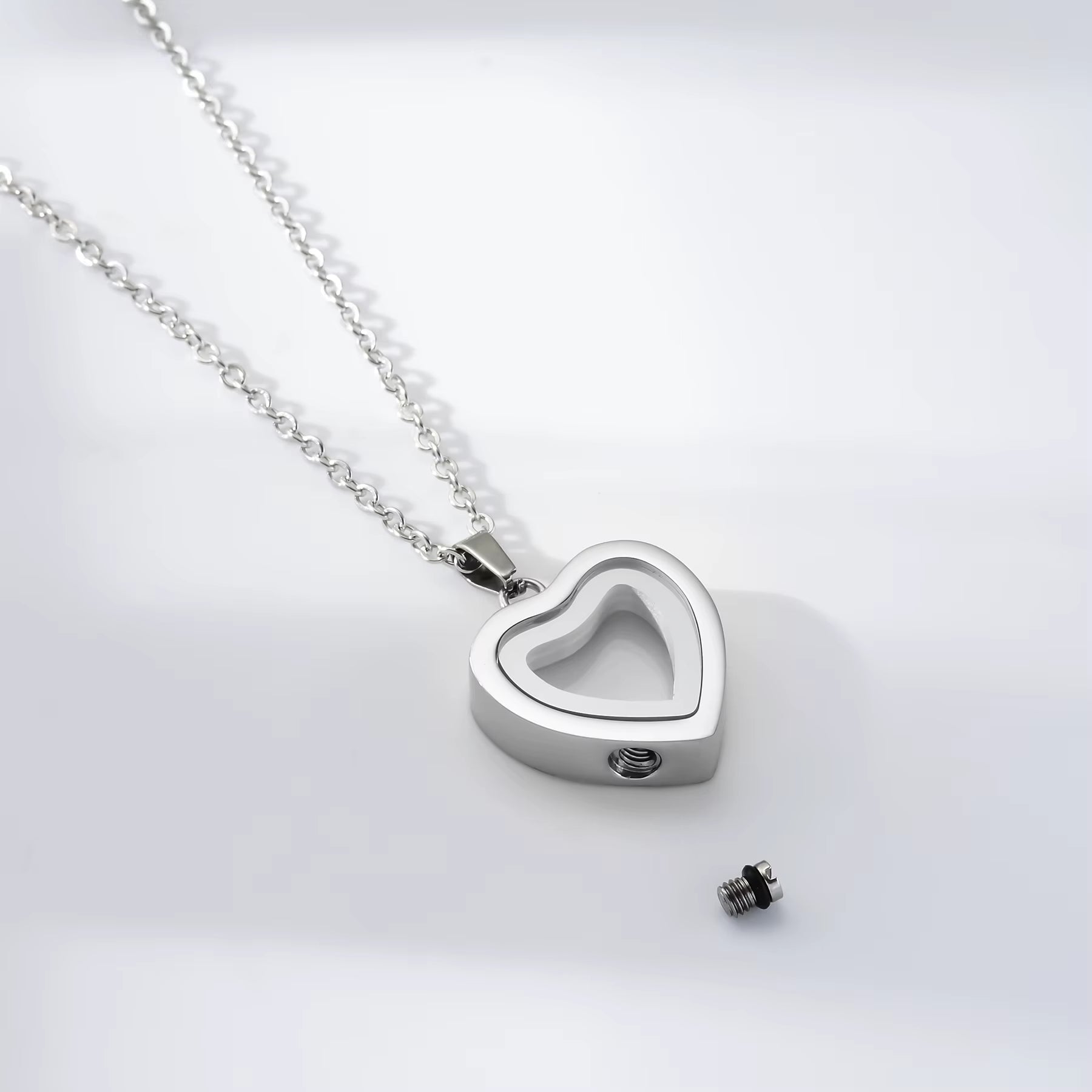 Glass Cremation Jewelry Necklace for Ashes Heart Memorial Lockets for Ashes Stainless Steel Keepsake Urn Ashes Pendants